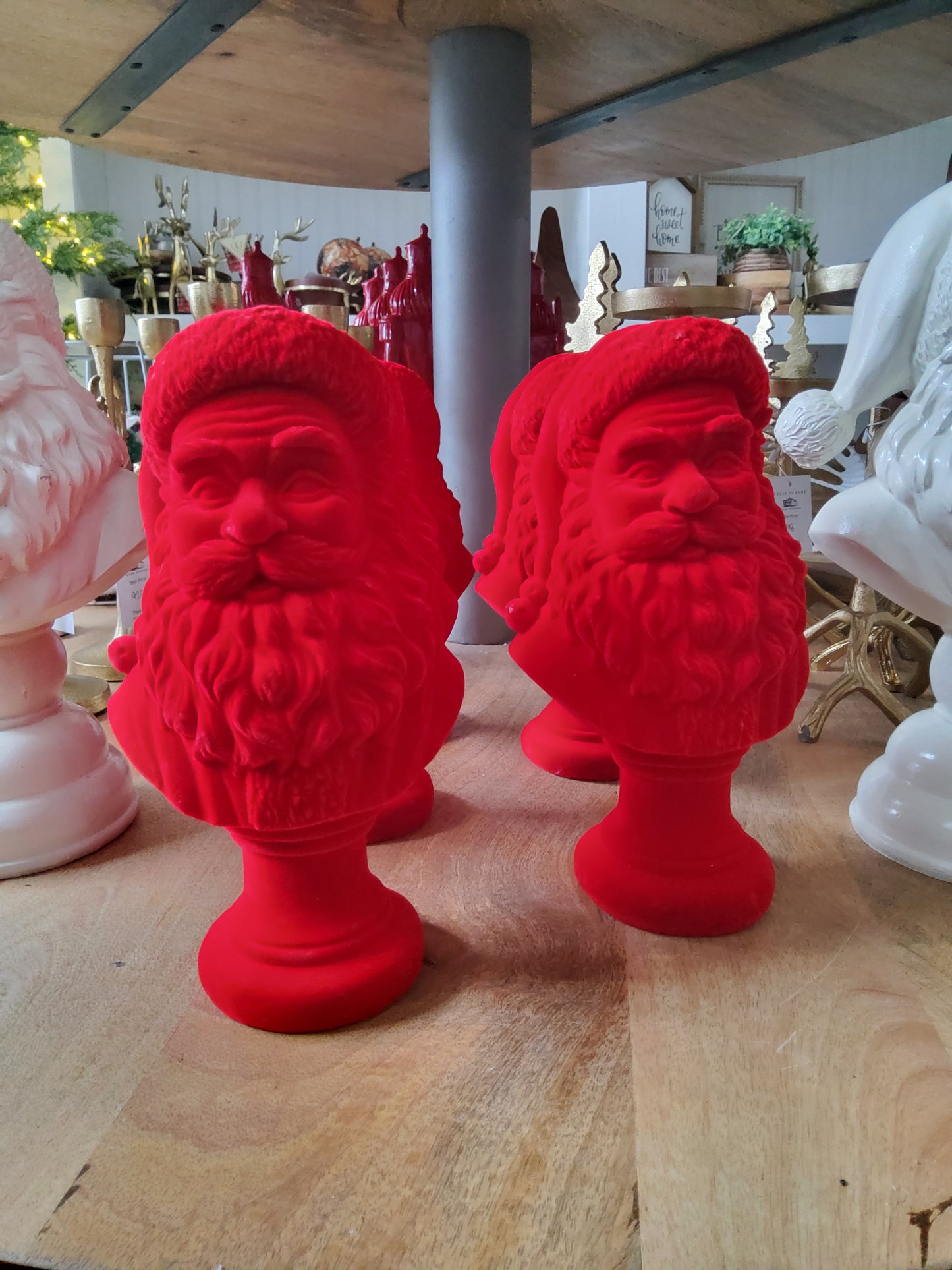 Flocked Santa Bust