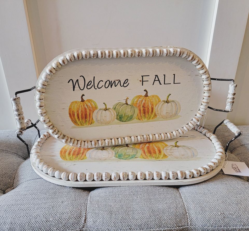 Beaded Welcome FALL Tray {Fall Line} Size Small & Large