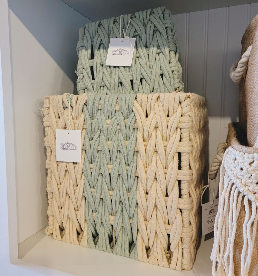 Bohemian Rope Basket Beige & Sage, sold separately-other sizes available
