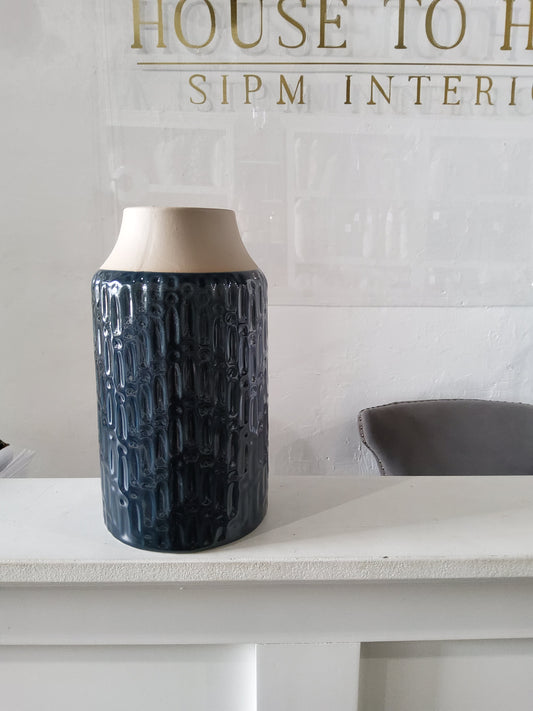 Vase tan tip dark blue vase ceramic