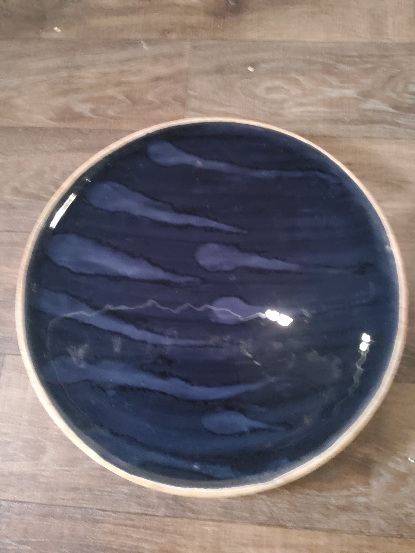 Navy blue wooden plates