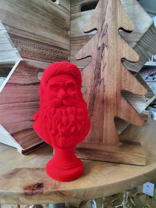 Flocked Santa Bust