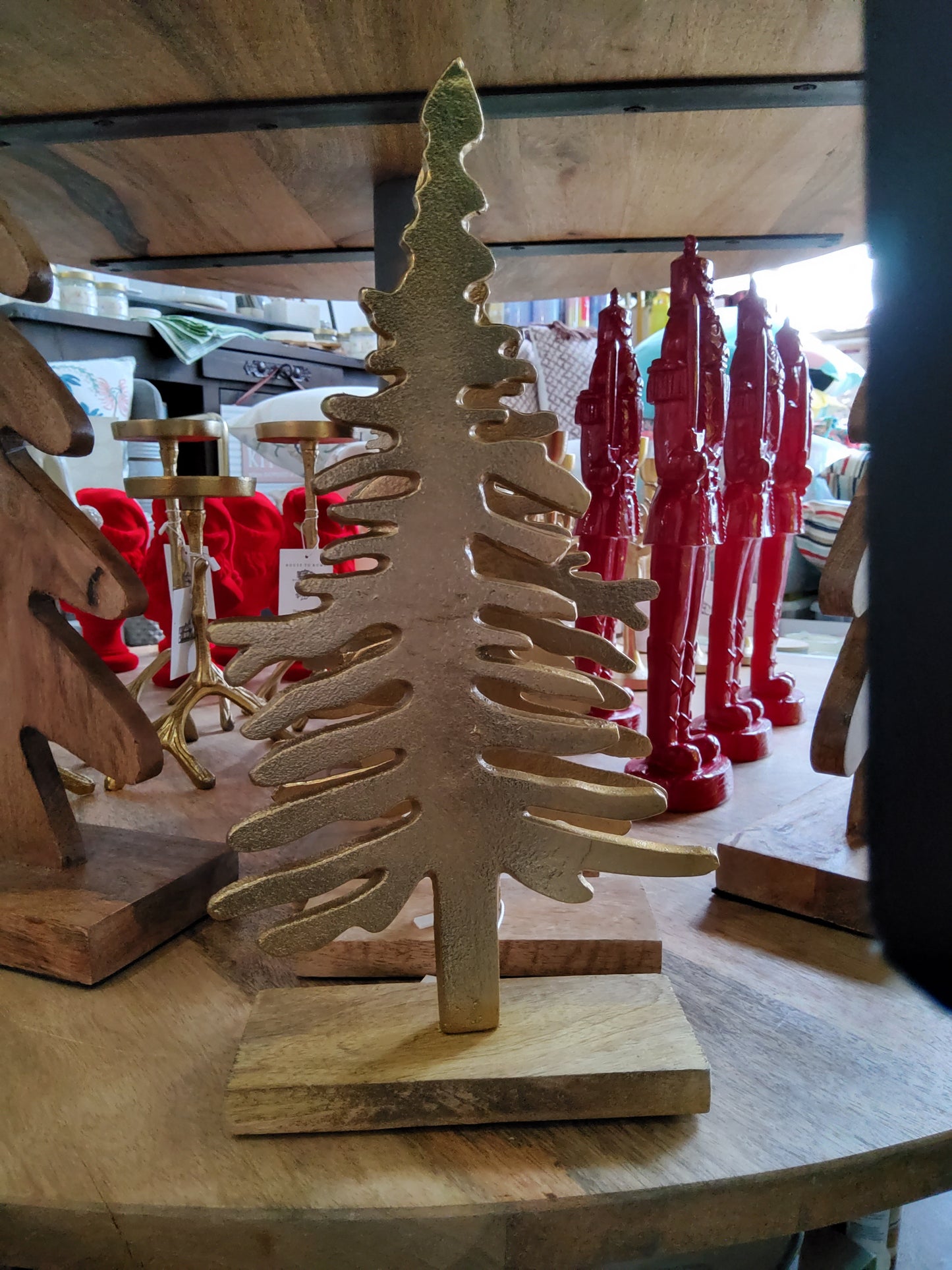 Gold Christmas Tree with wooden base