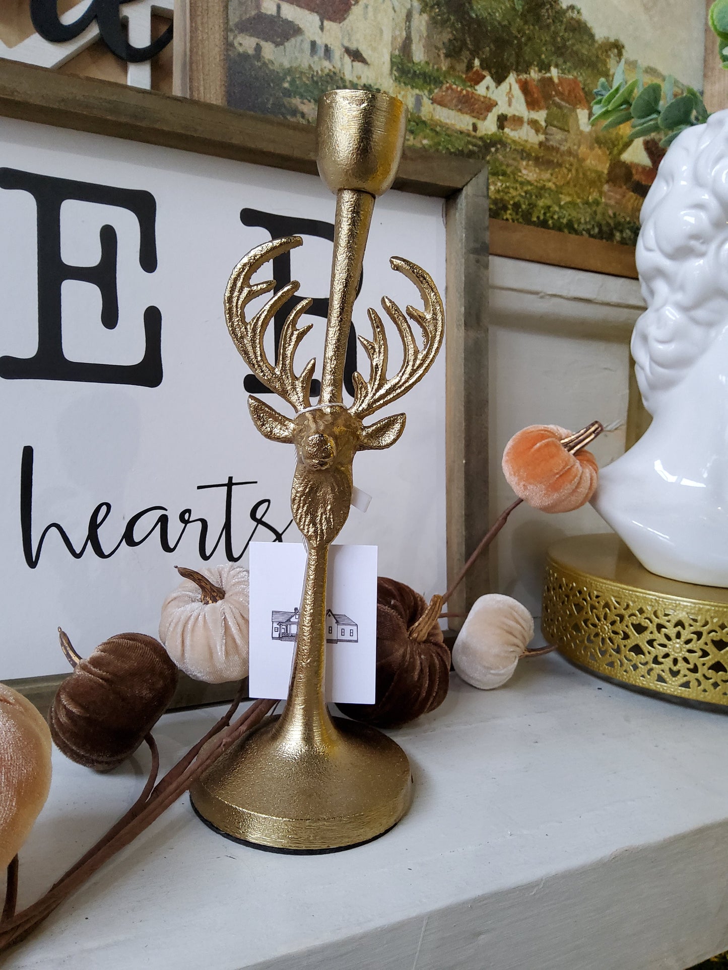 Gold Reindeer Candle Holder