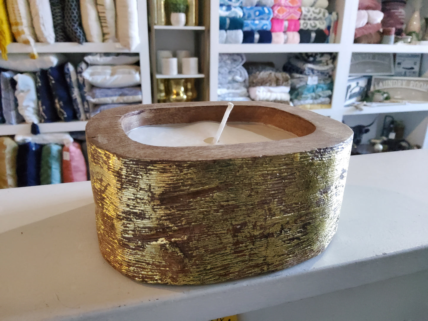 Gold Wooden Candle