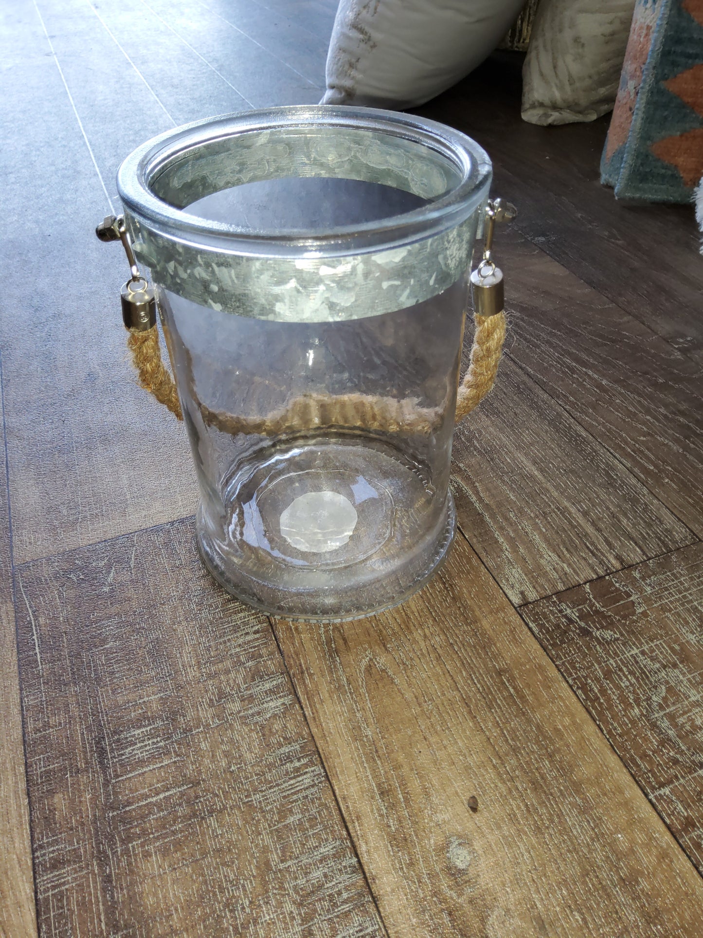 Clear Glass with Rope Candle Holder