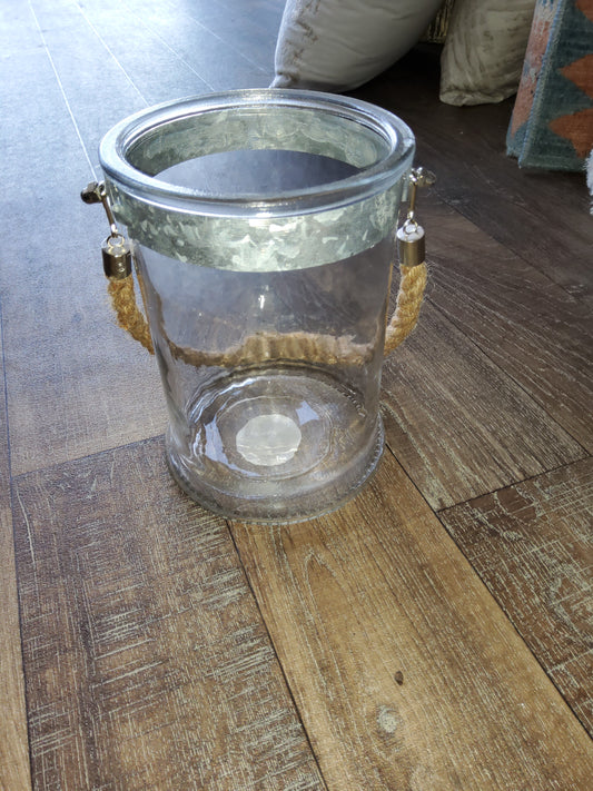 Clear Glass with Rope Candle Holder