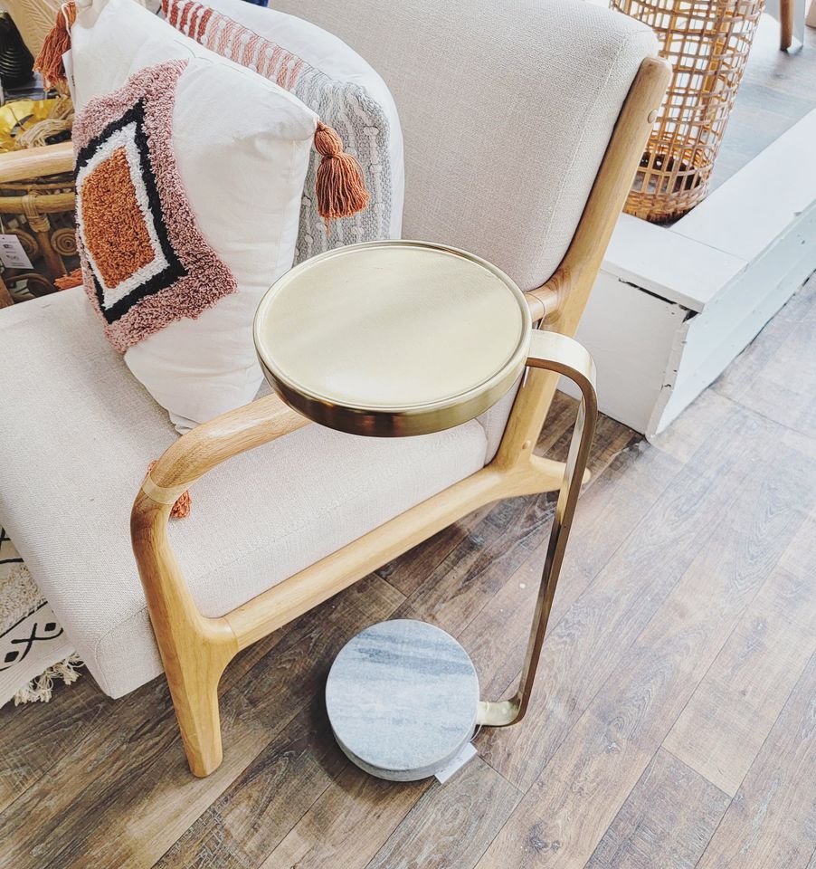 Gold Drink Table with Marble Base