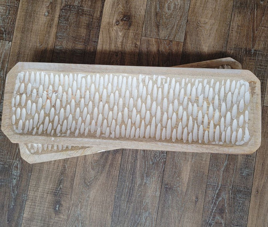 Long Narrow Carved Wooden Tray