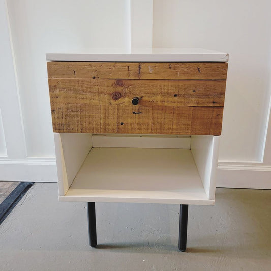 Modern Single Drawer Nightstand with Wooden Front