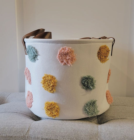 Polka Dot Canvas Basket