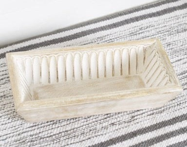 White Wash Wooden Tray