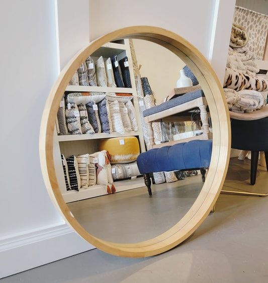 Wooden Round Mirror